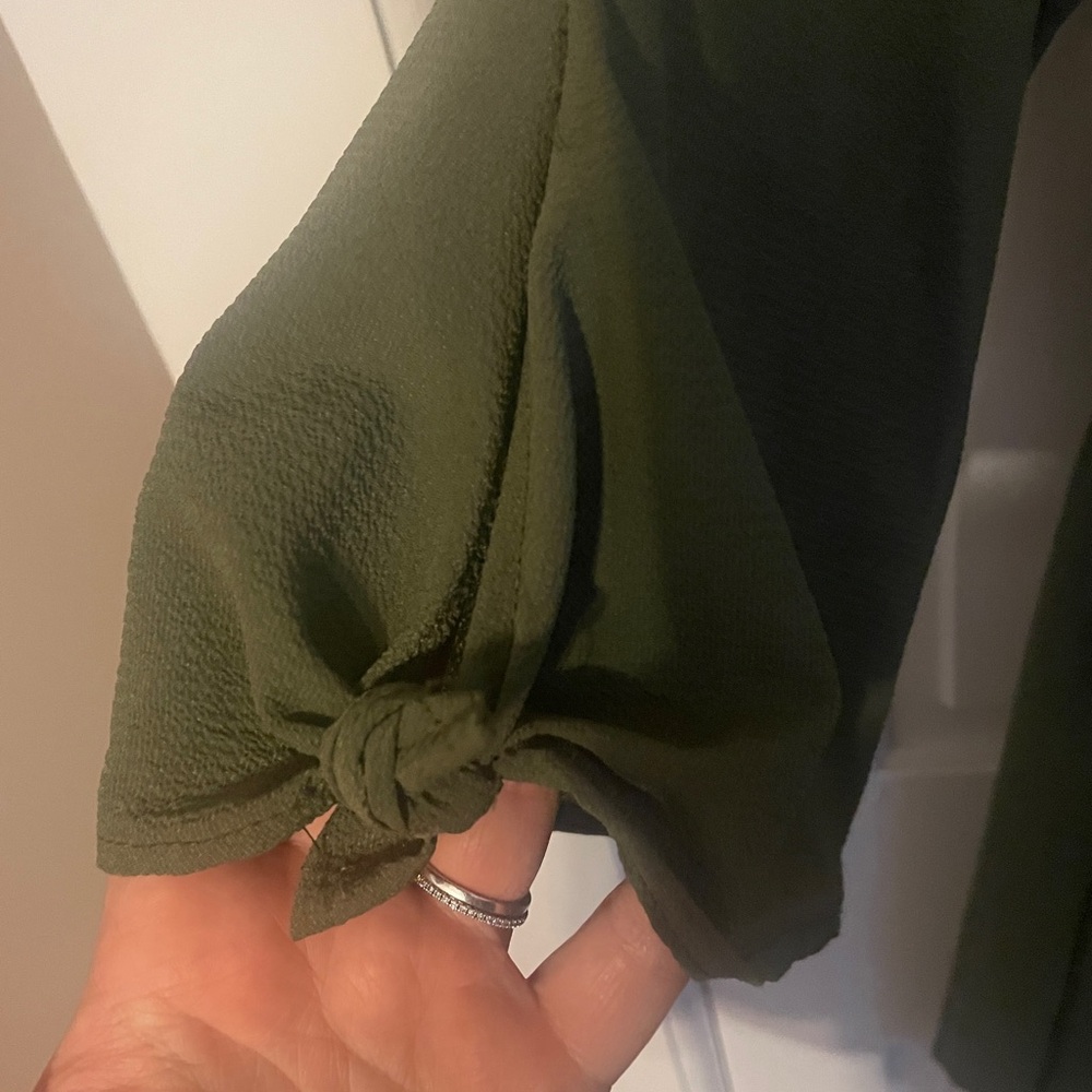 Olive Green Button-Front Dress - Picture 3 of 3